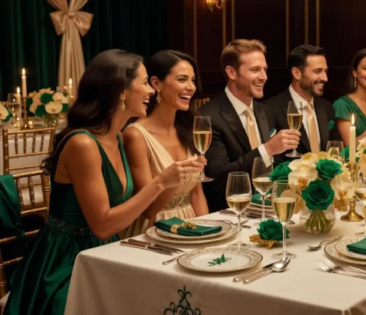 Kolorowa kompozycja zdjęć z eleganckich prywatnych przyjęć i casino night