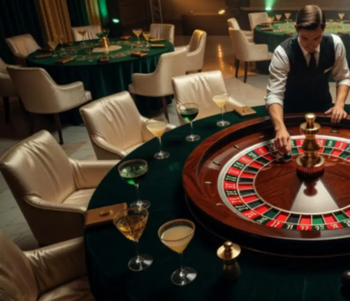 Centralna kompozycja koła ruletki w strefie Casino Night