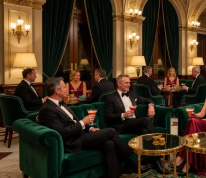 Strefa lounge przy stole ruletkowym z wygodnymi fotelami i barem